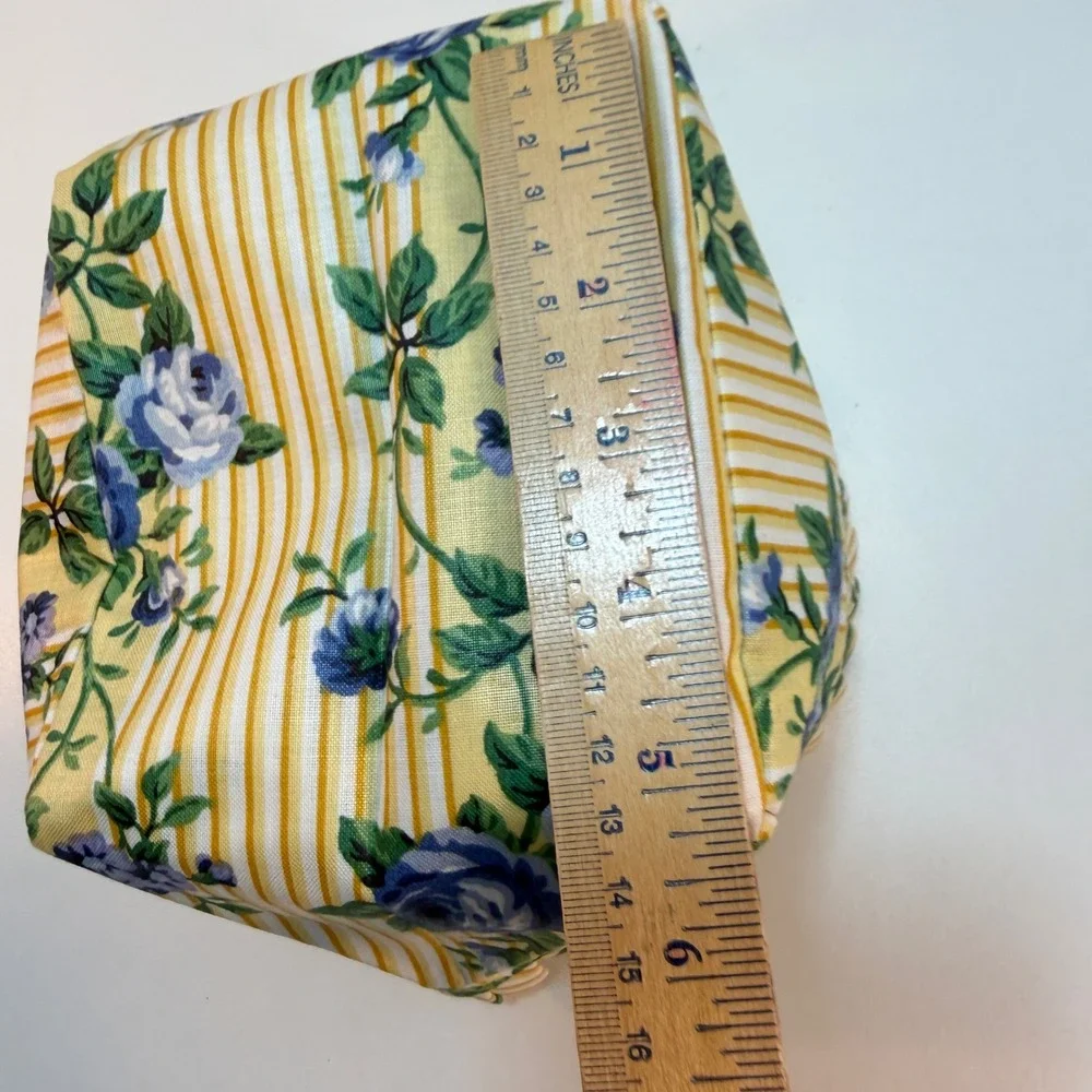 Longaberger Basket Rose‎ Trellis Fabric Liner Berry Yellow Blue Floral